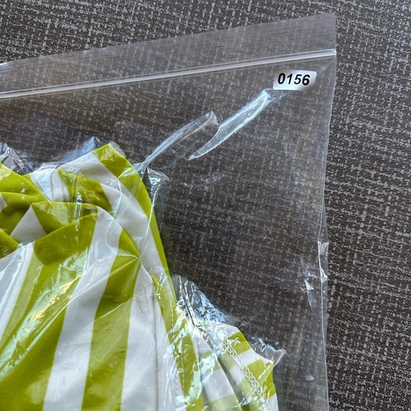 Calvin Klein Sleeveless Halter Midi Dress Sz 10 Green White Abstract Stripe NWT - Picture 14 of 14